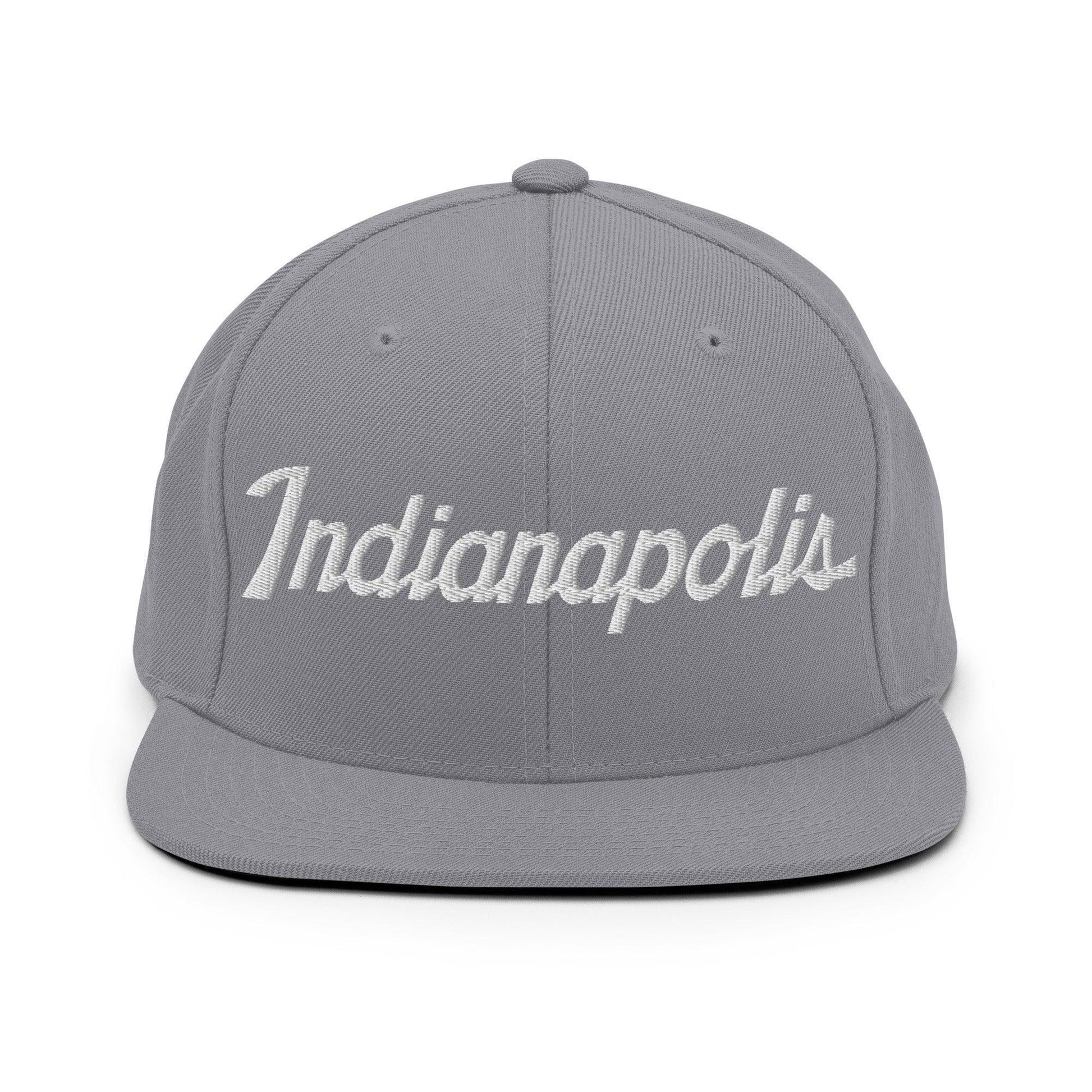 Indianapolis Script Snapback Hat Silver