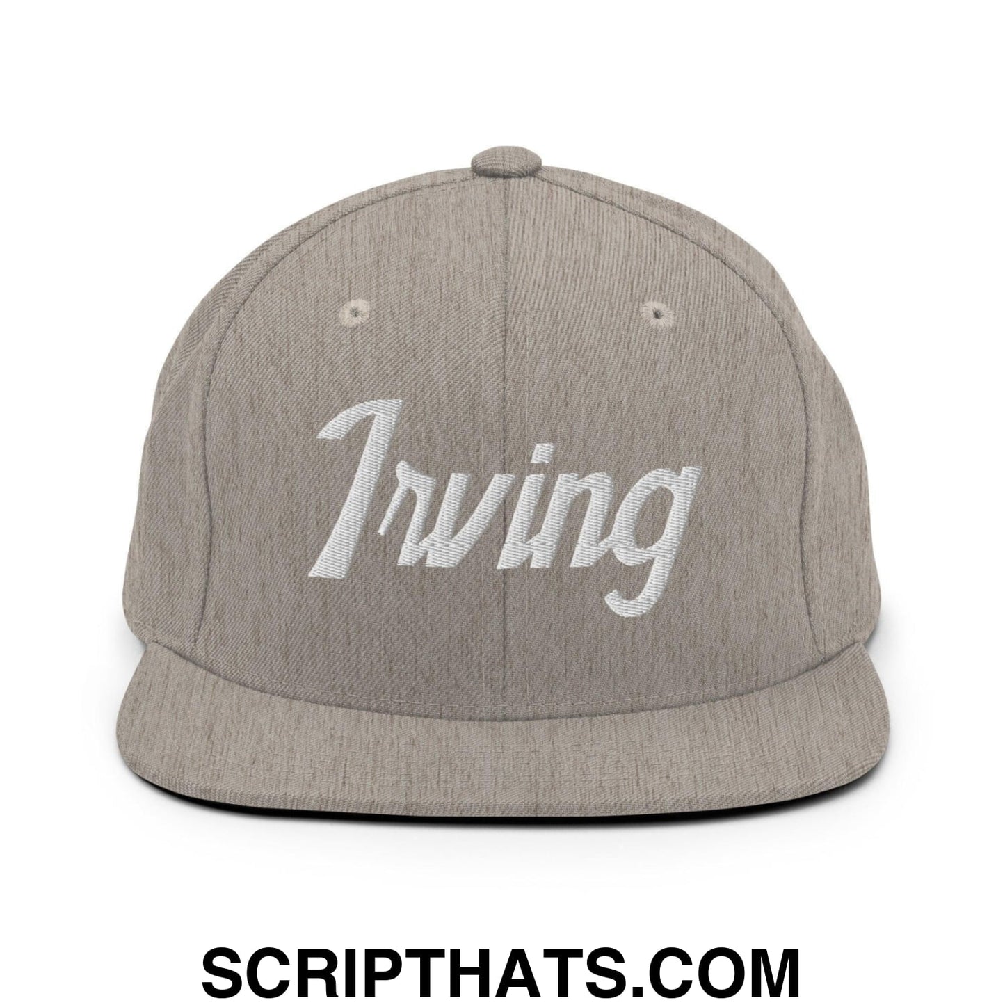 Irving Script Snapback Hat Heather Grey