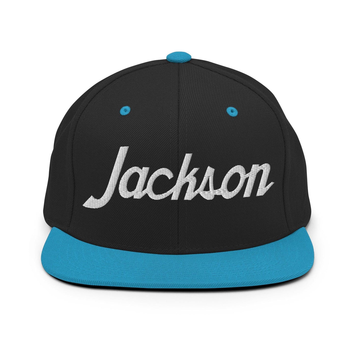 Jackson Script Snapback Hat Black/ Teal