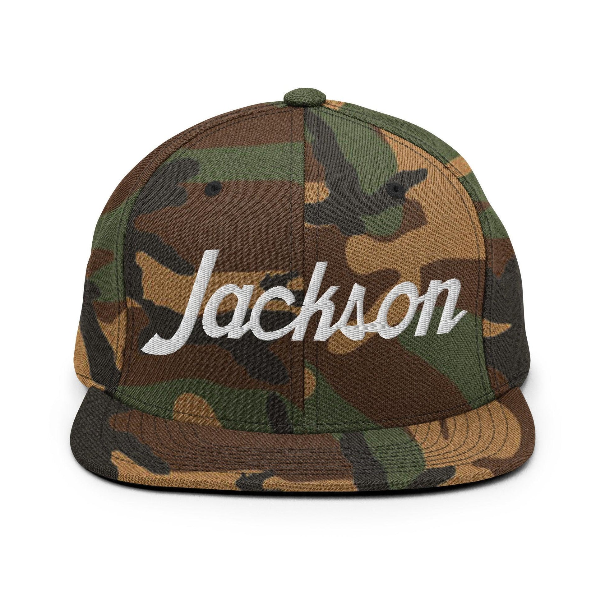 Jackson Script Snapback Hat Green Camo