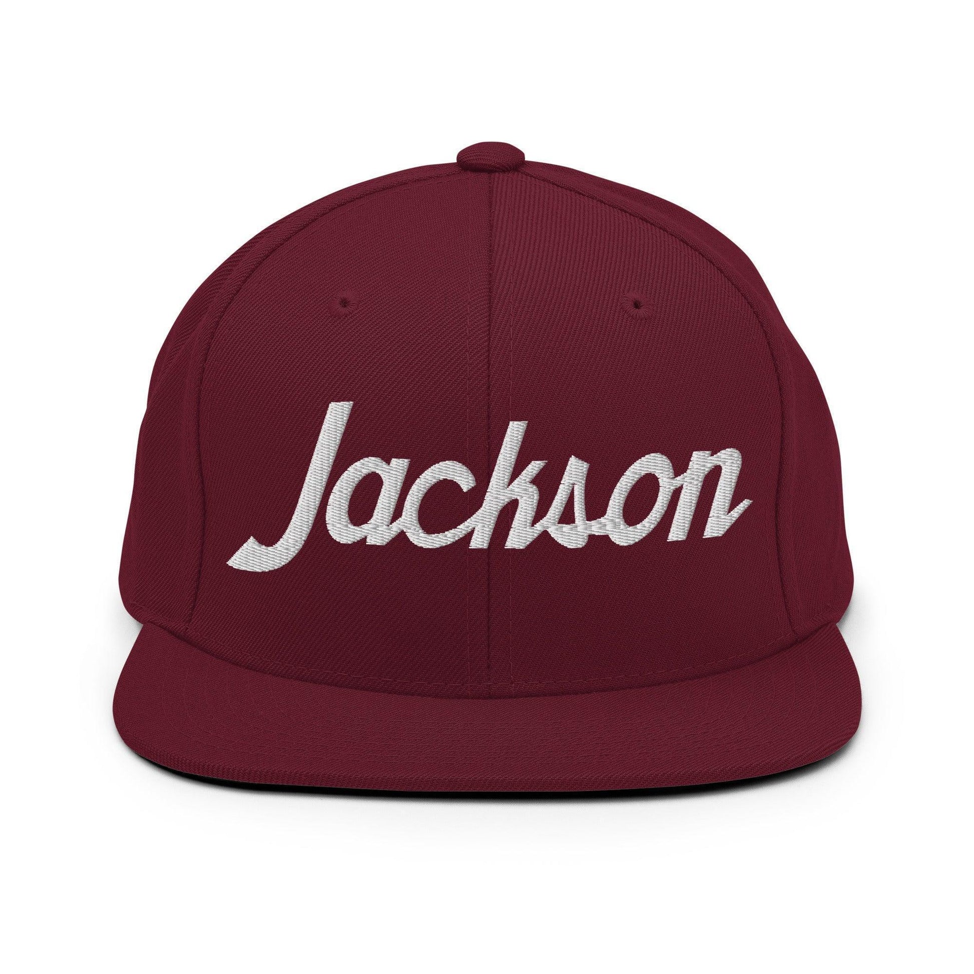 Jackson Script Snapback Hat Maroon