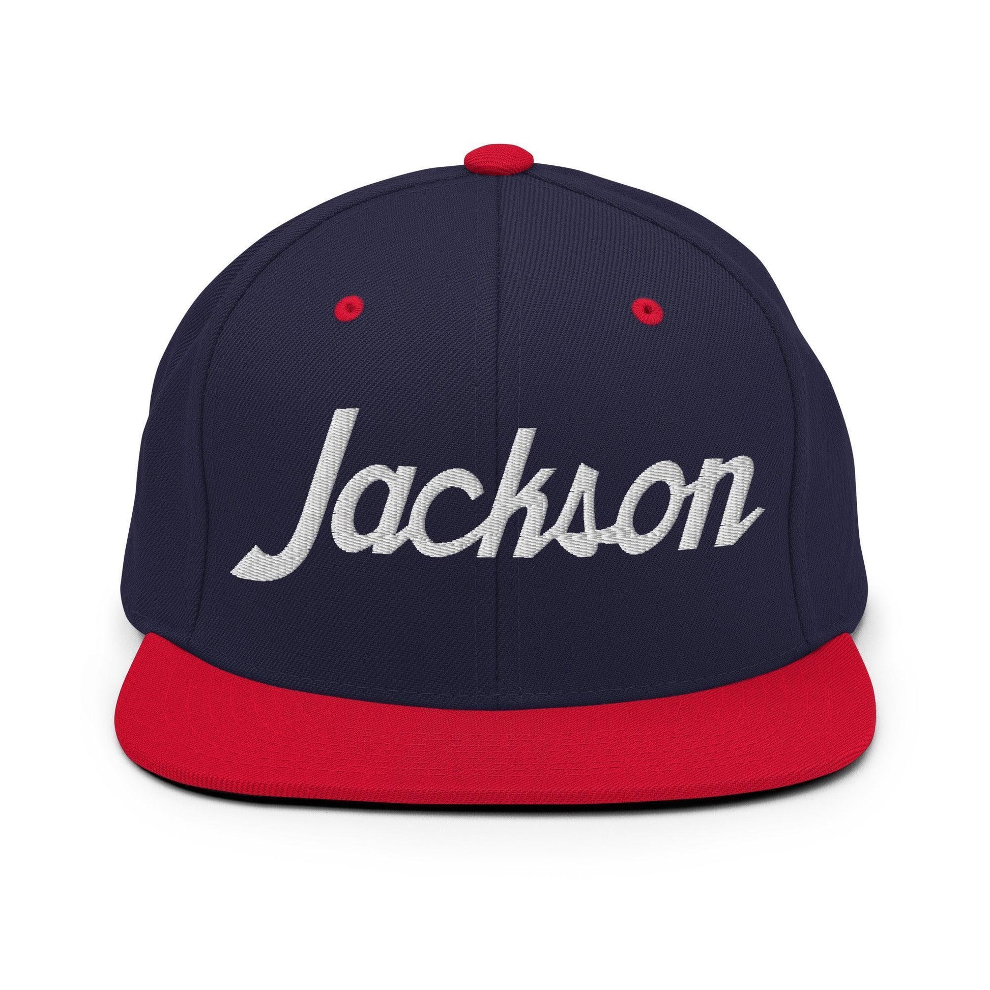 Jackson Script Snapback Hat Navy/ Red