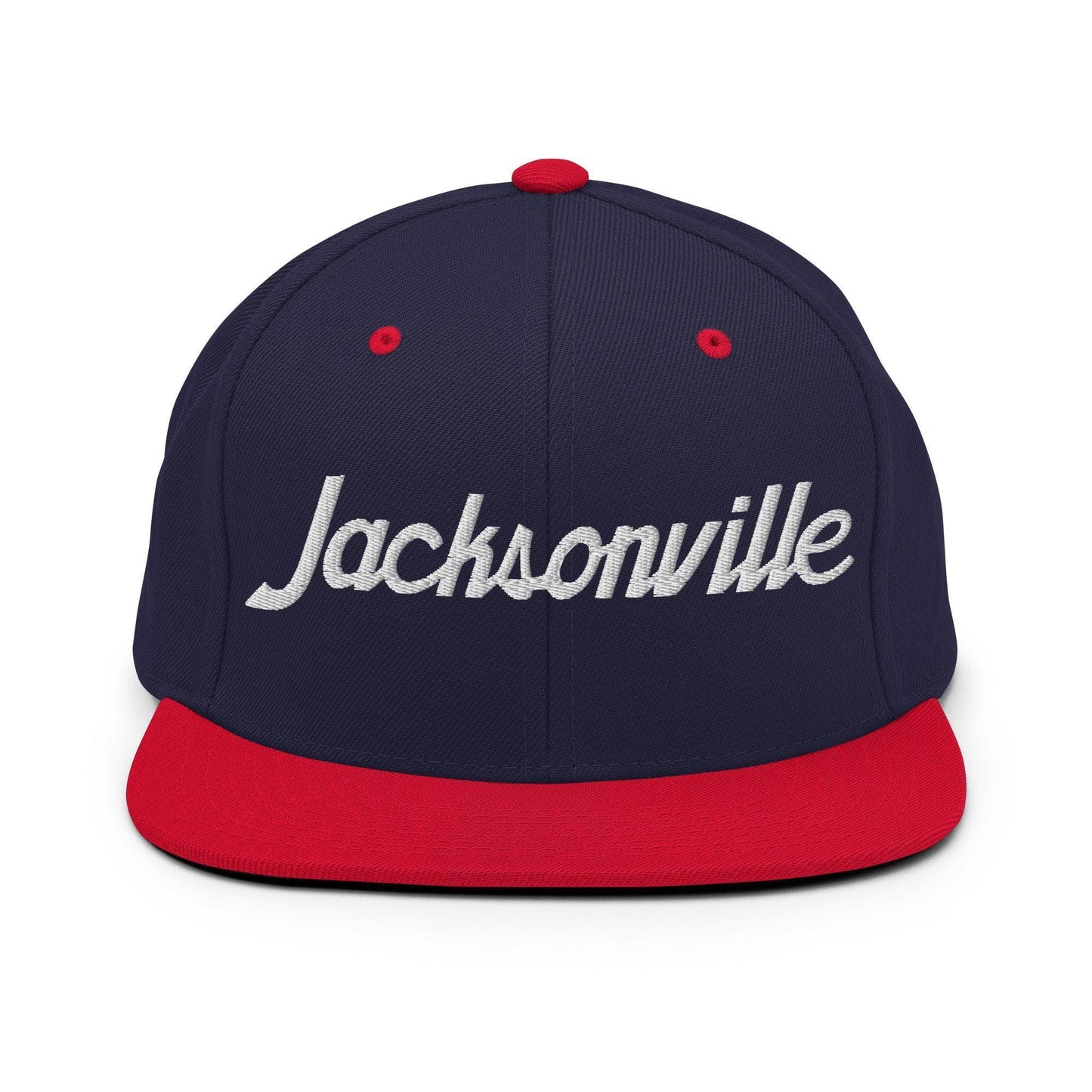Jacksonville Script Snapback Hat Navy/ Red