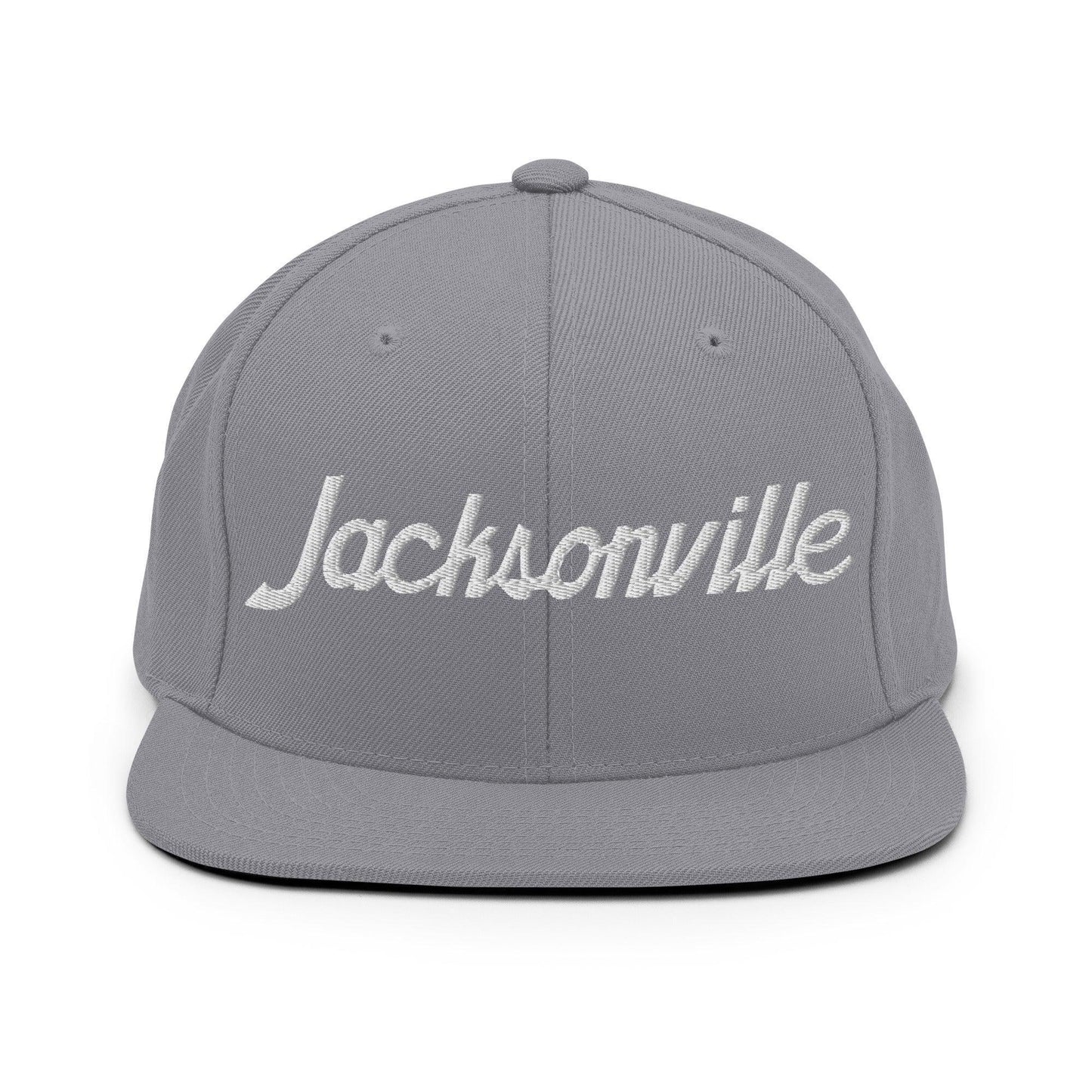 Jacksonville Script Snapback Hat Silver