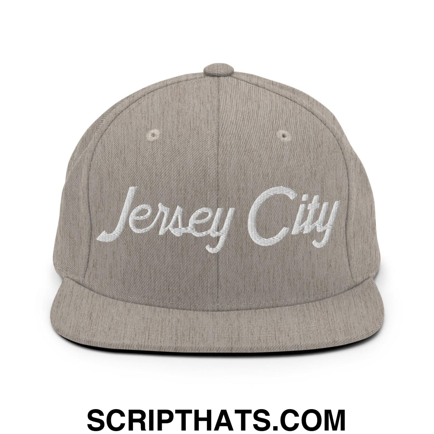 Jersey City Script Snapback Hat Heather Grey