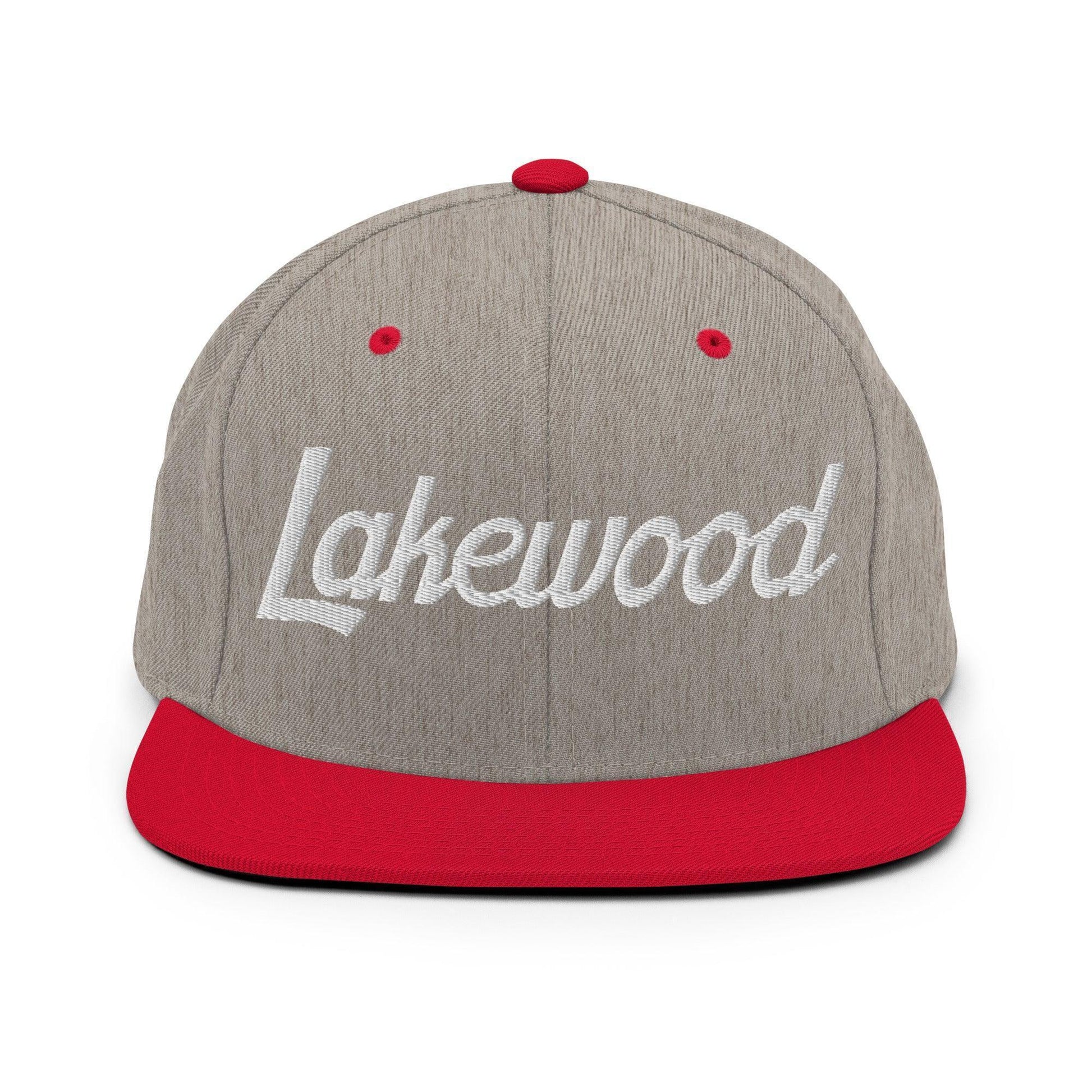 Lakewood Script Snapback Hat Heather Grey/ Red