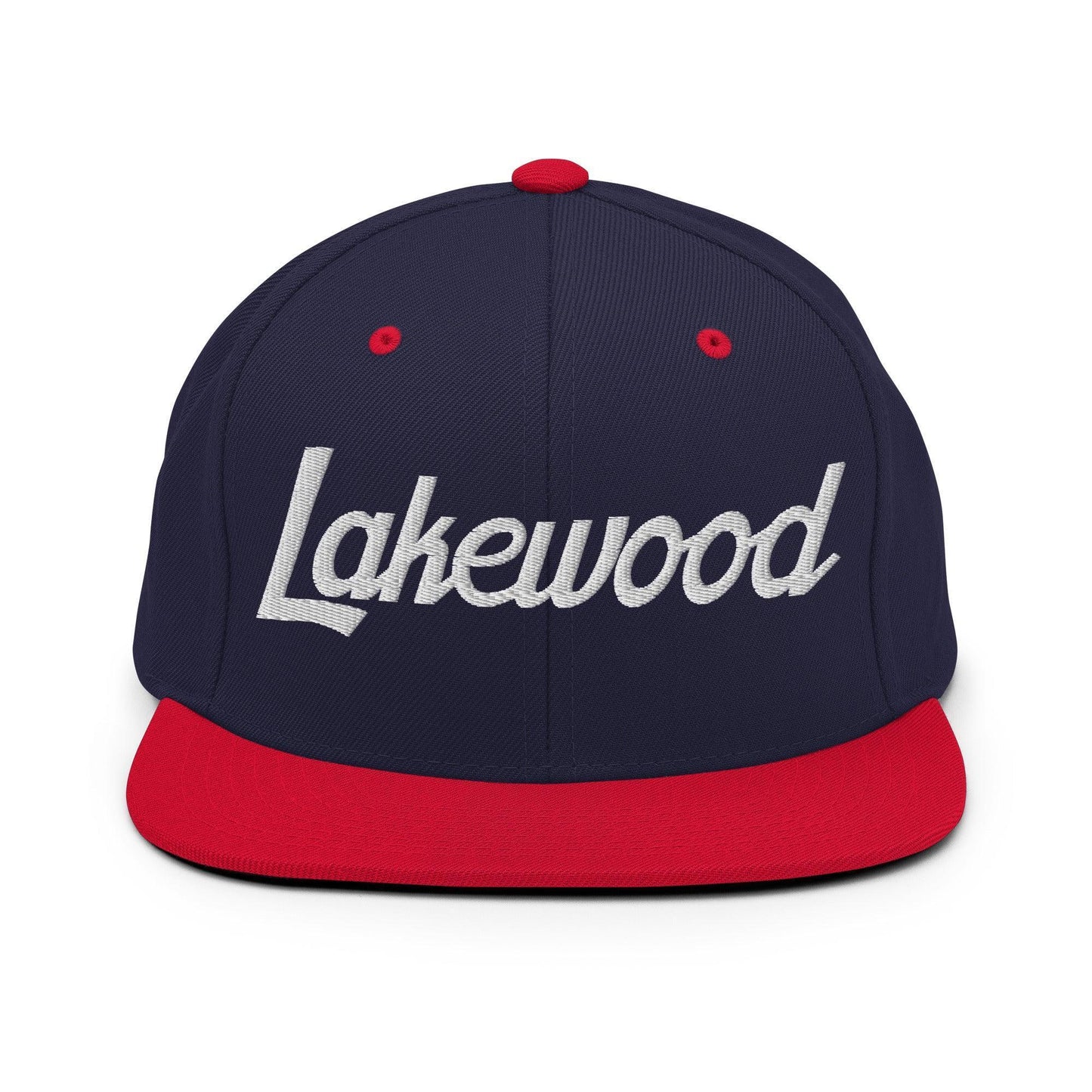 Lakewood Script Snapback Hat Navy/ Red