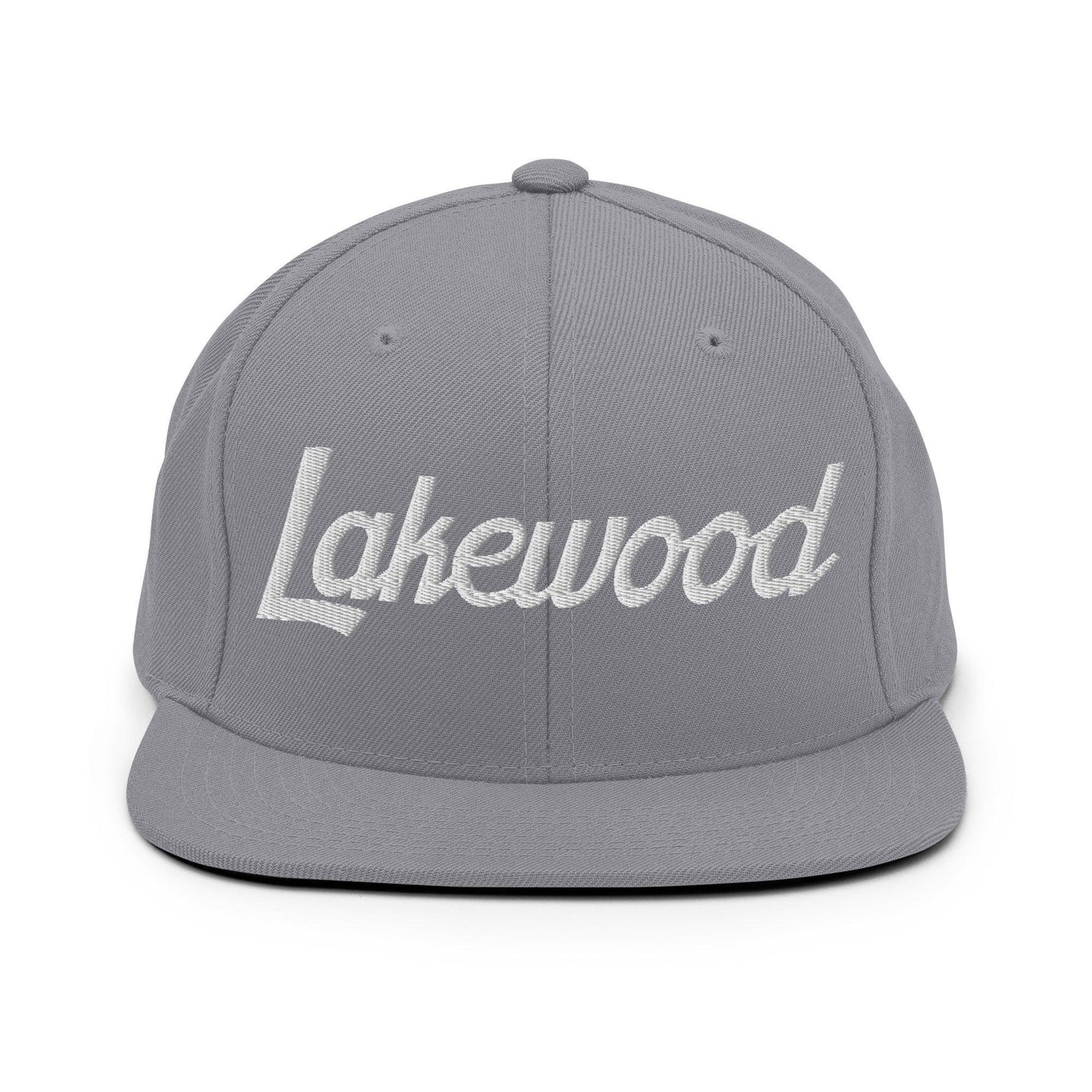 Lakewood Script Snapback Hat Silver