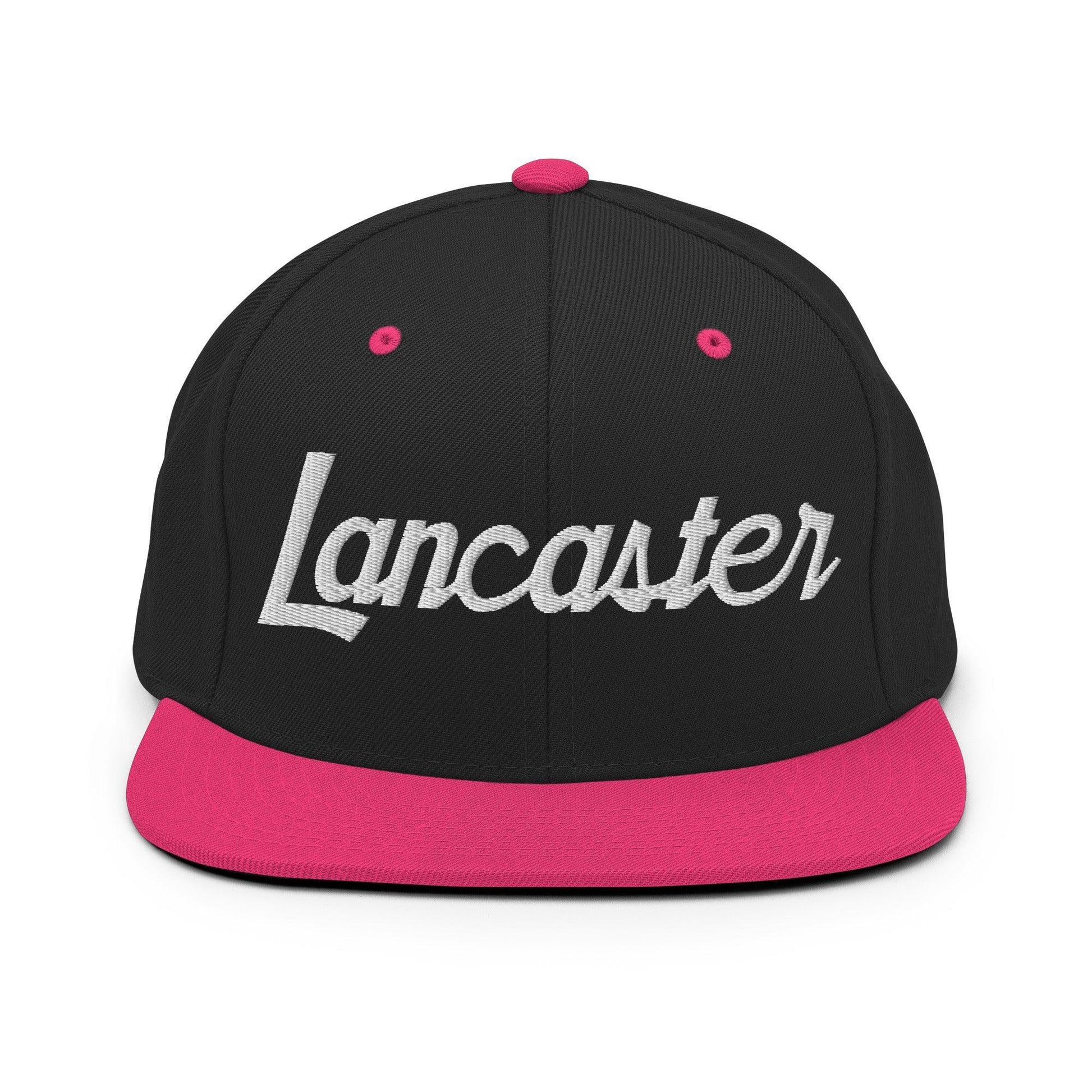 Lancaster Script Snapback Hat Black/ Neon Pink