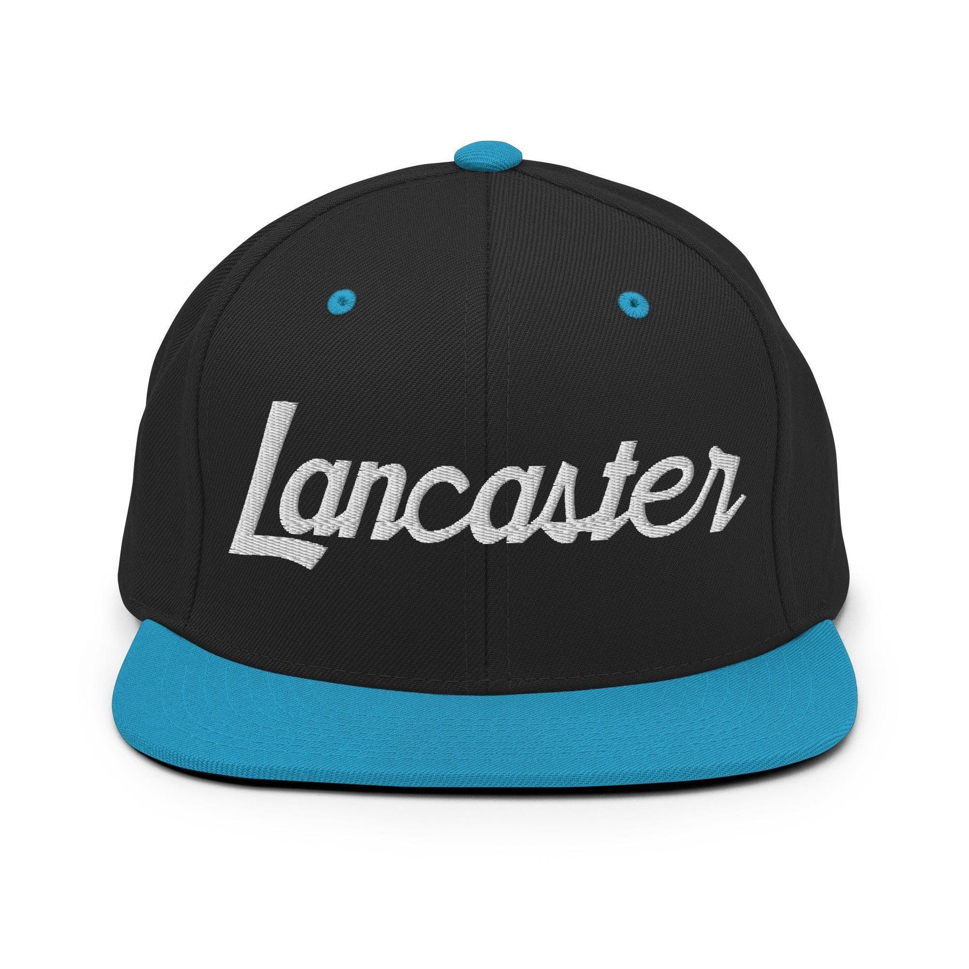 Lancaster Script Snapback Hat Black/ Teal