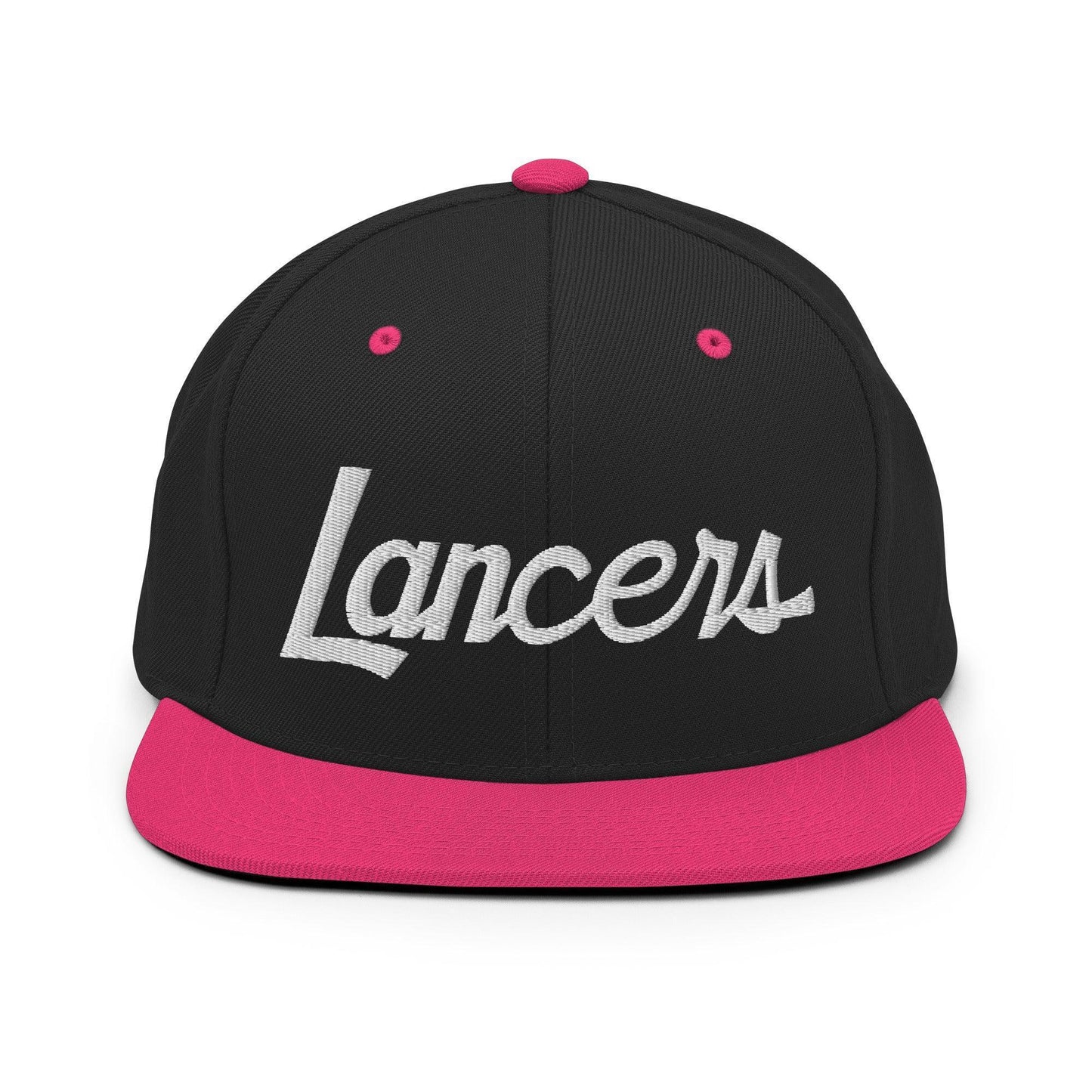 Lancers School Mascot Script Snapback Hat Black/ Neon Pink