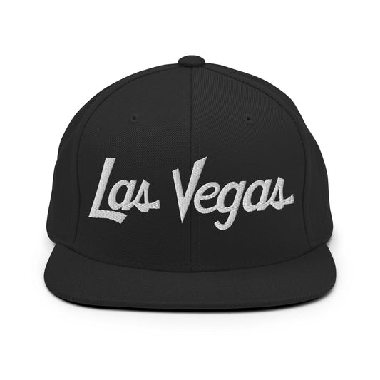 Las Vegas Script Snapback Hat Black