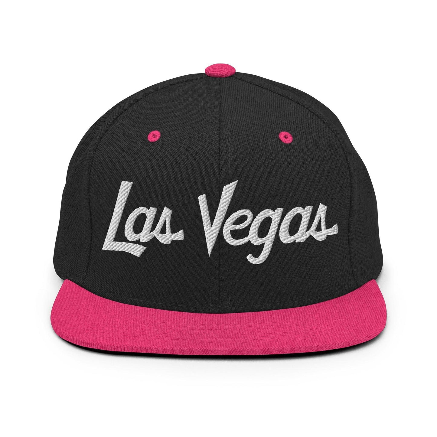 Las Vegas Script Snapback Hat Black/ Neon Pink