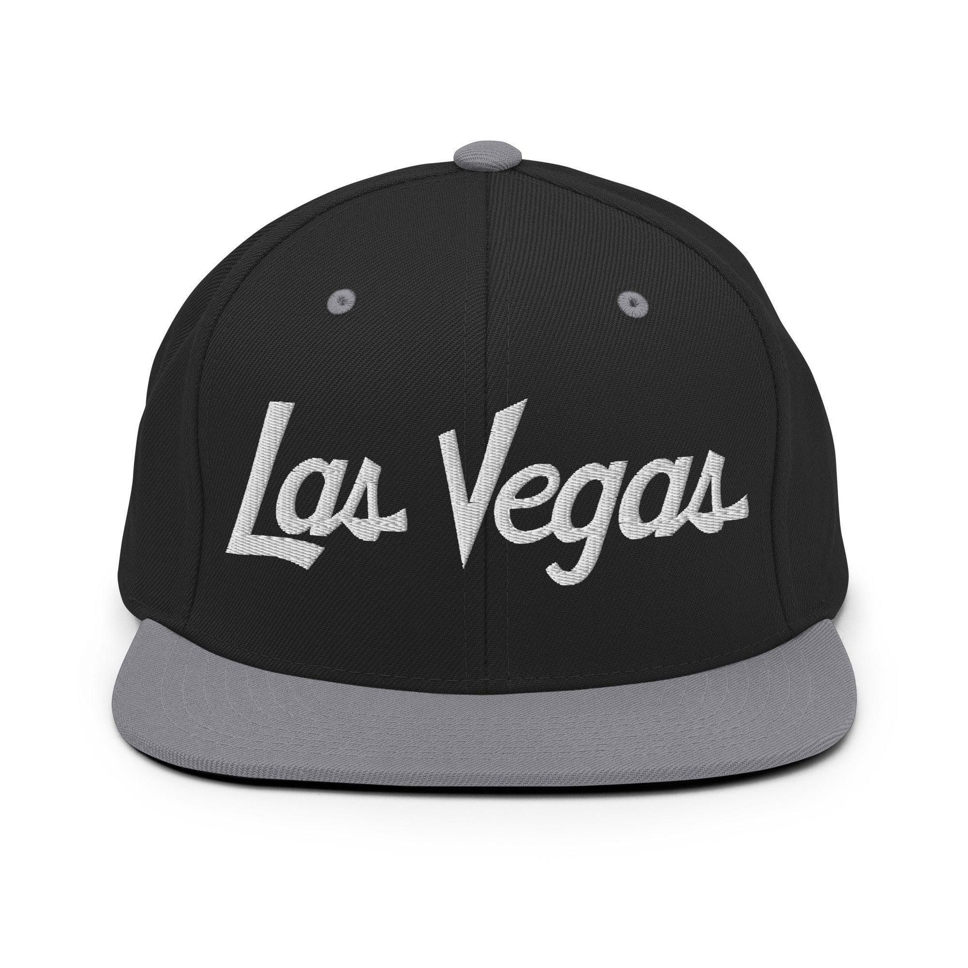 Las Vegas Script Snapback Hat Black/ Silver
