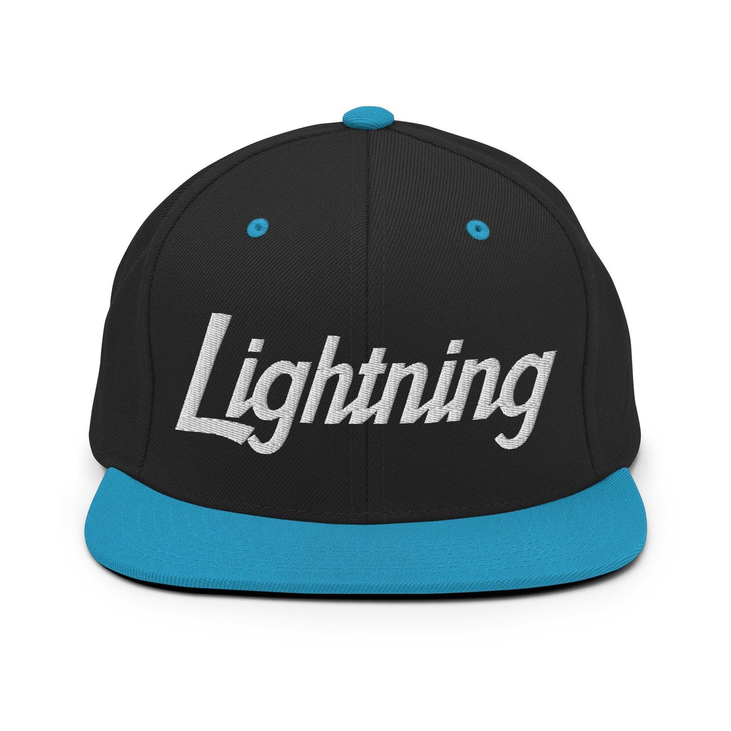 Lightning School Mascot Script Snapback Hat Black/ Teal