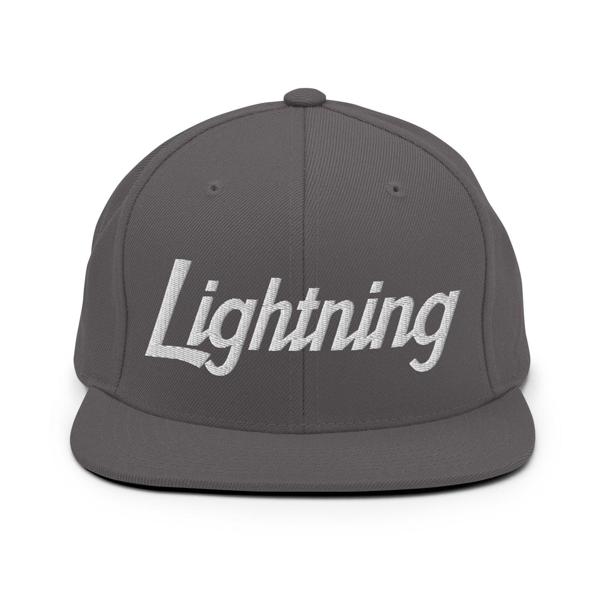 Lightning School Mascot Script Snapback Hat Dark Grey