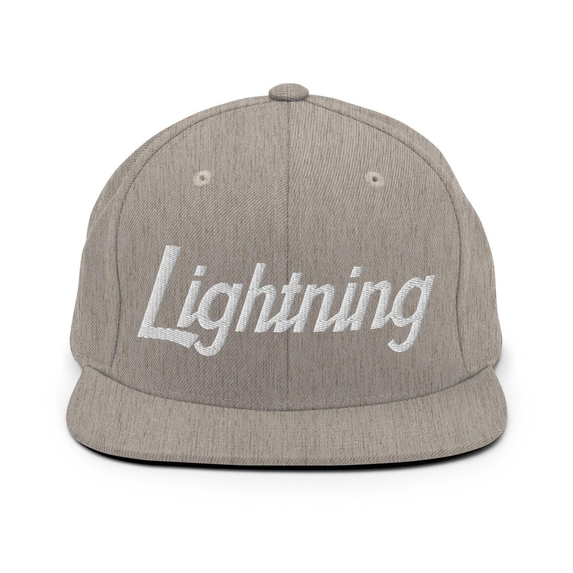Lightning School Mascot Script Snapback Hat Heather Grey