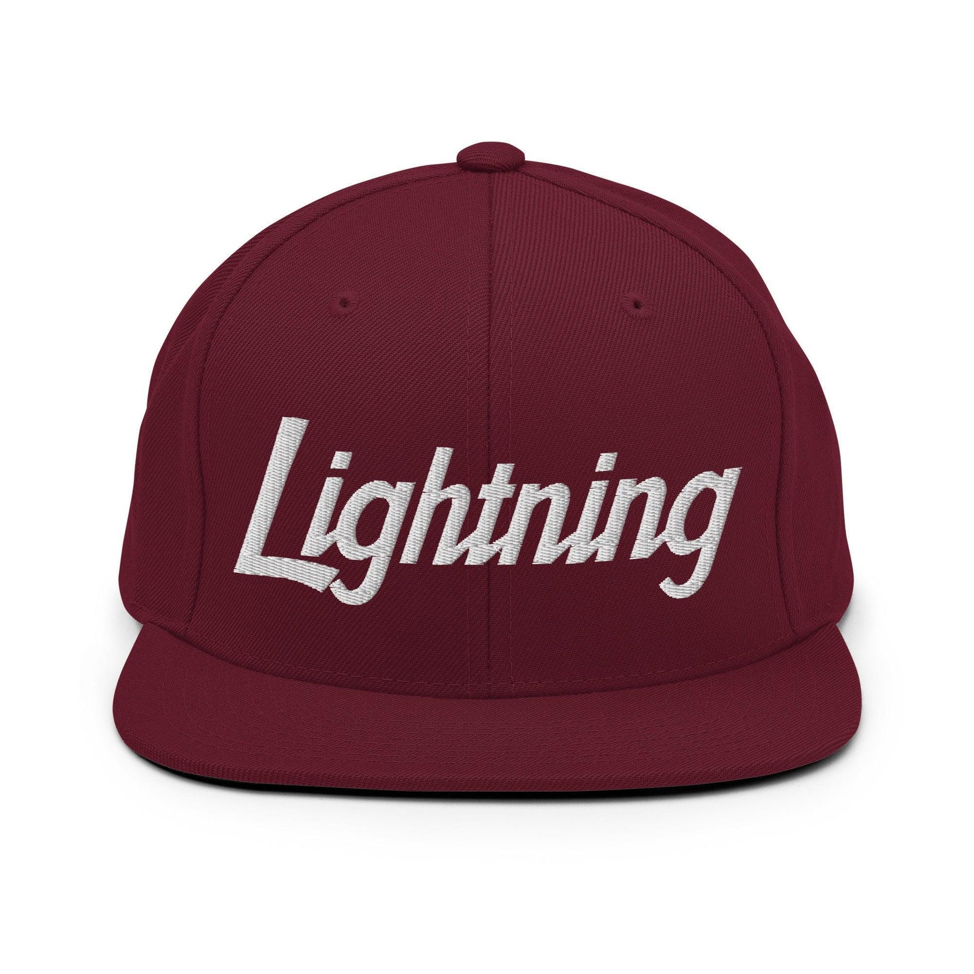 Lightning School Mascot Script Snapback Hat Maroon