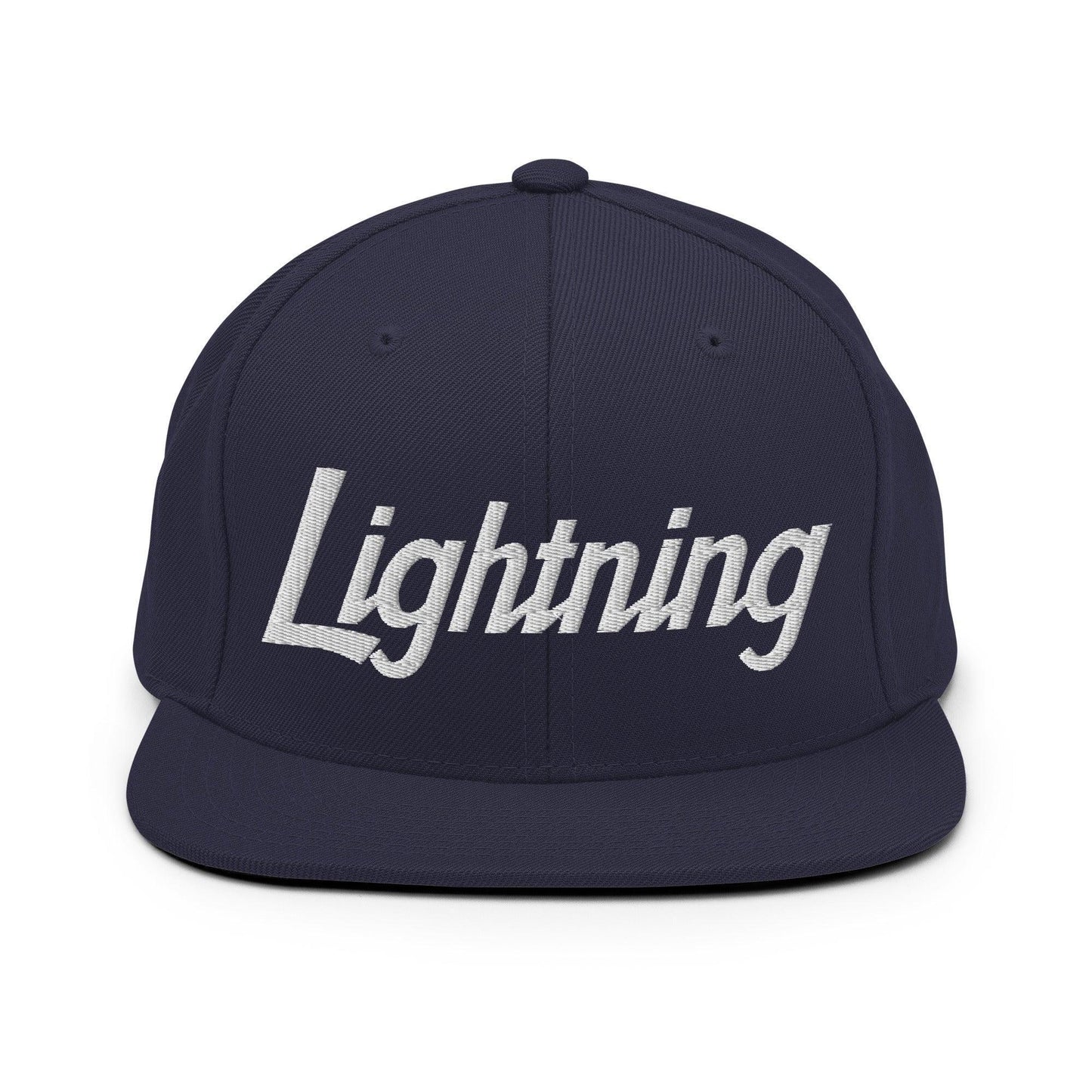 Lightning School Mascot Script Snapback Hat Navy