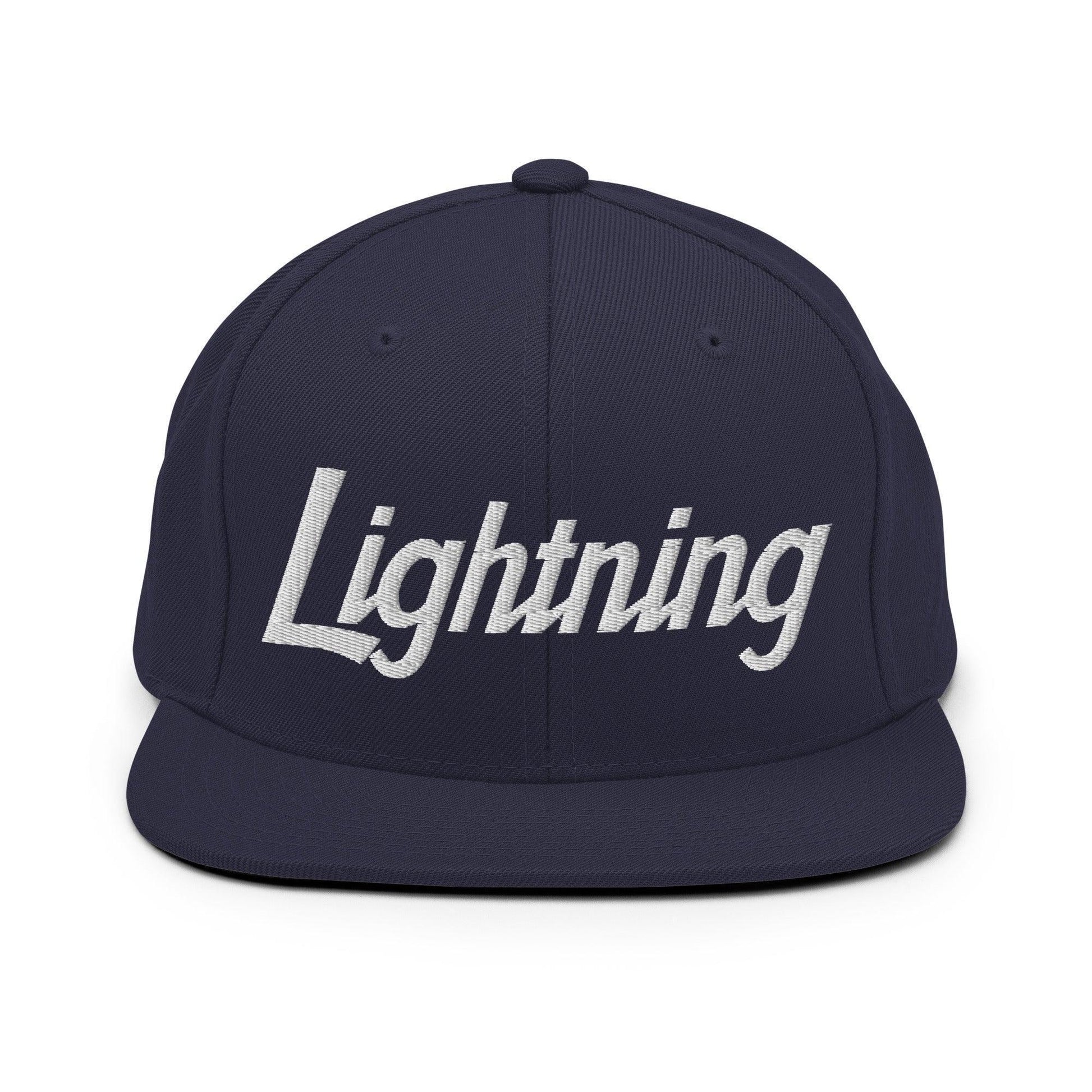 Lightning School Mascot Script Snapback Hat Navy