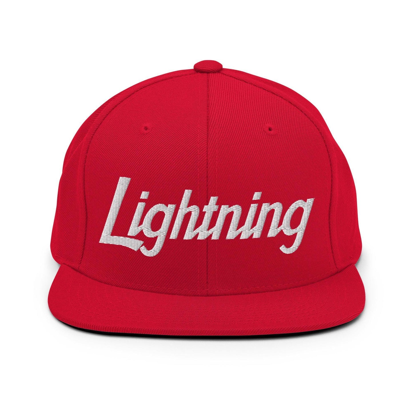 Lightning School Mascot Script Snapback Hat Red