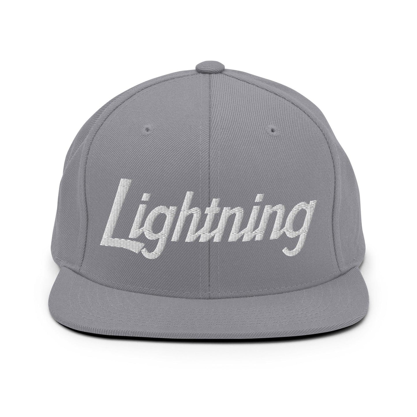 Lightning School Mascot Script Snapback Hat Silver