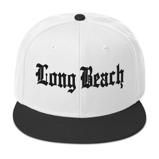 Long Beach II Old English Snapback Hat Black / White / White