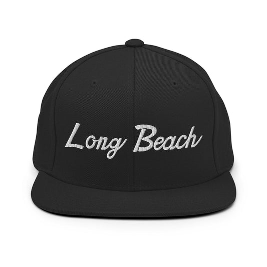 Long Beach II Script Snapback Hat Black