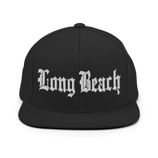 Long Beach Old English Snapback Hat Black