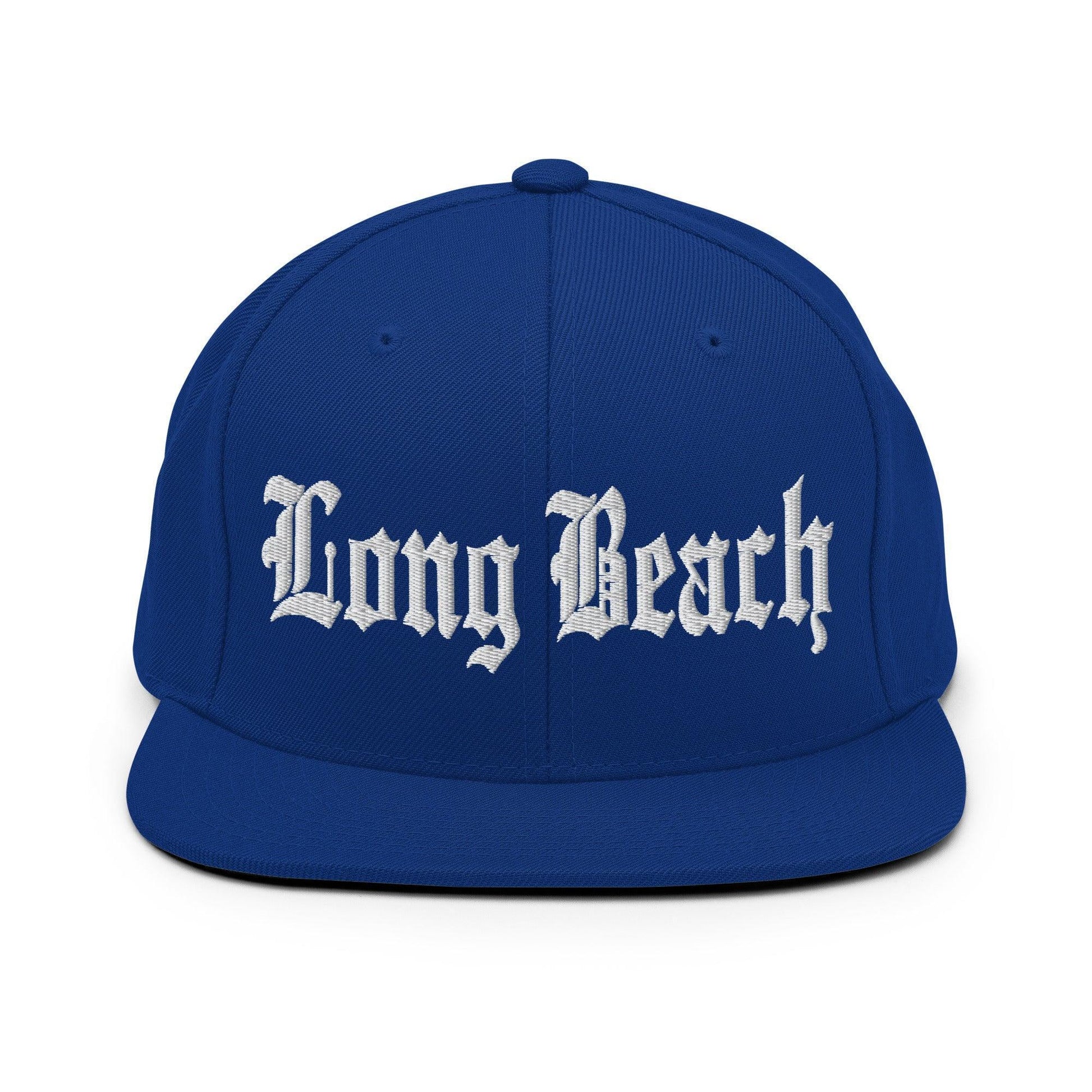 Long Beach Old English Snapback Hat Royal Blue
