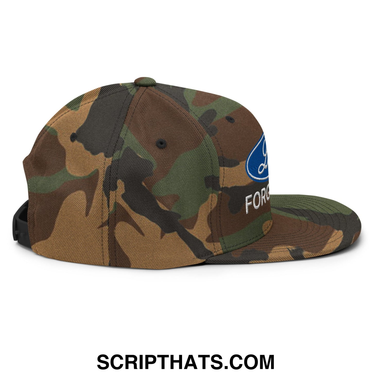 Lord Forgive Me Embroidered Flat Bill Brim Snapback Hat Green Camo