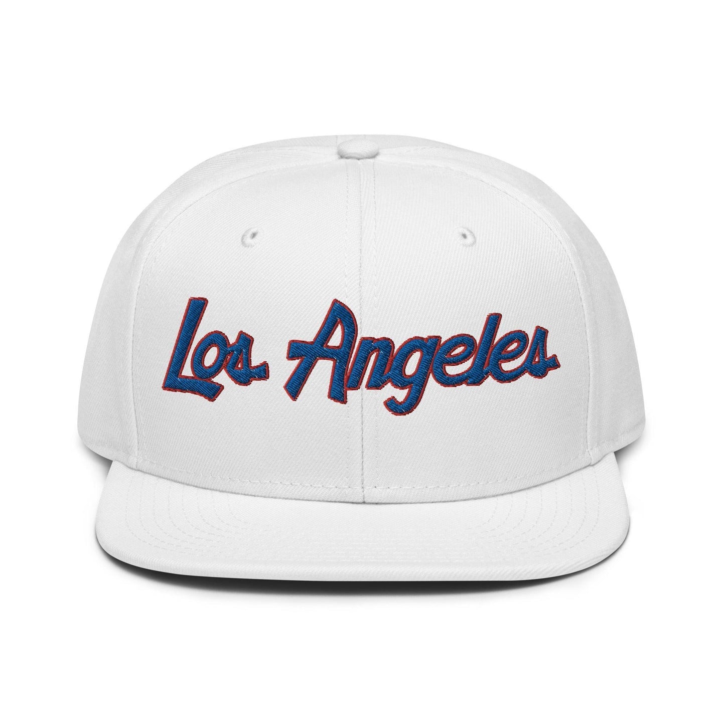 Los Angeles Basketball Script Snapback Hat White