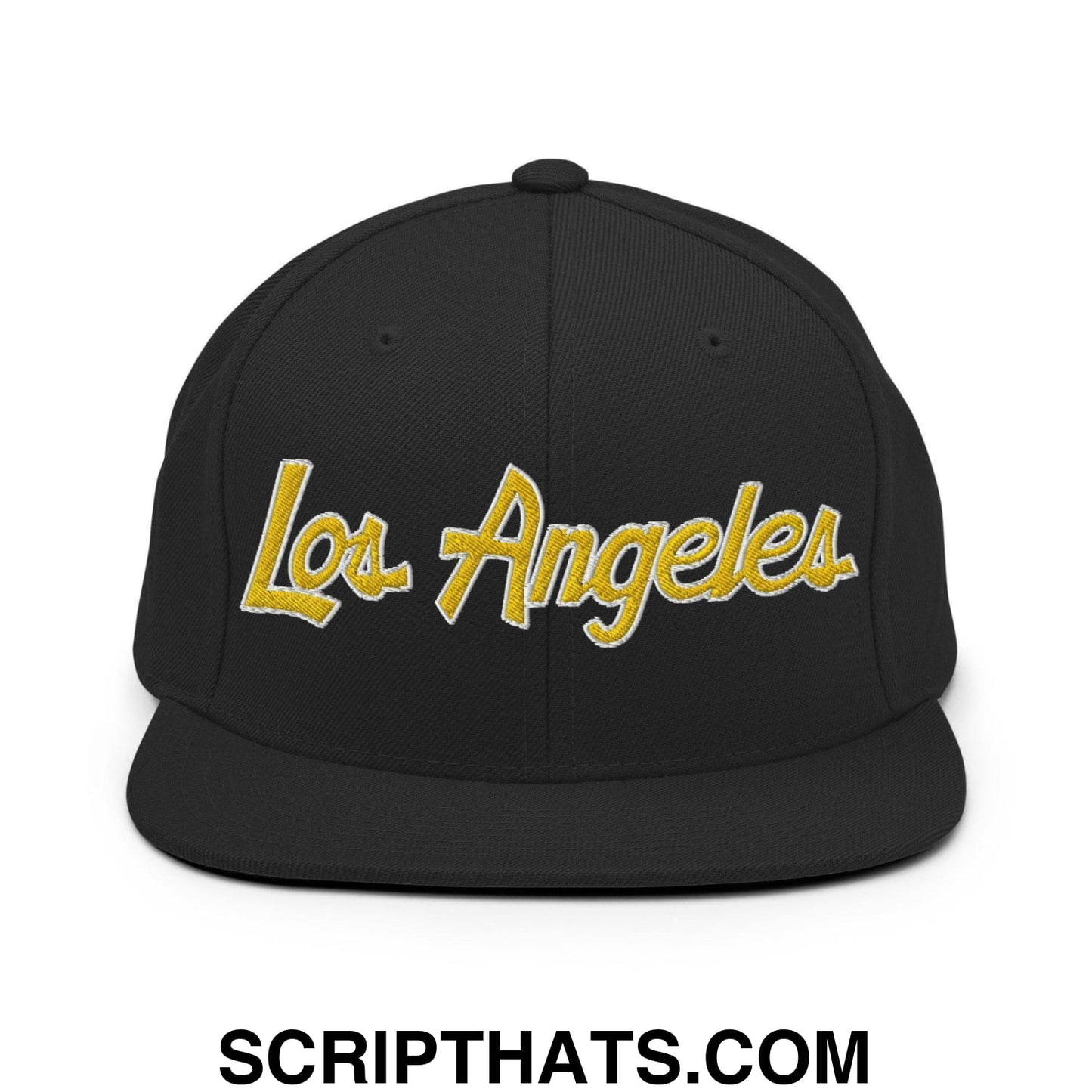 Los Angeles College Script Snapback Hat Black