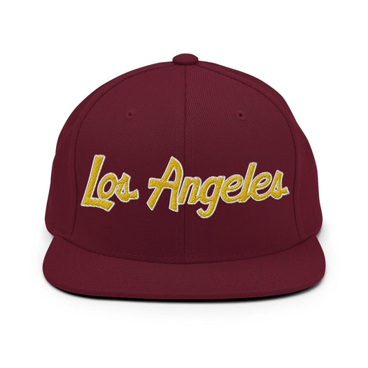 Los Angeles College Script Snapback Hat Maroon