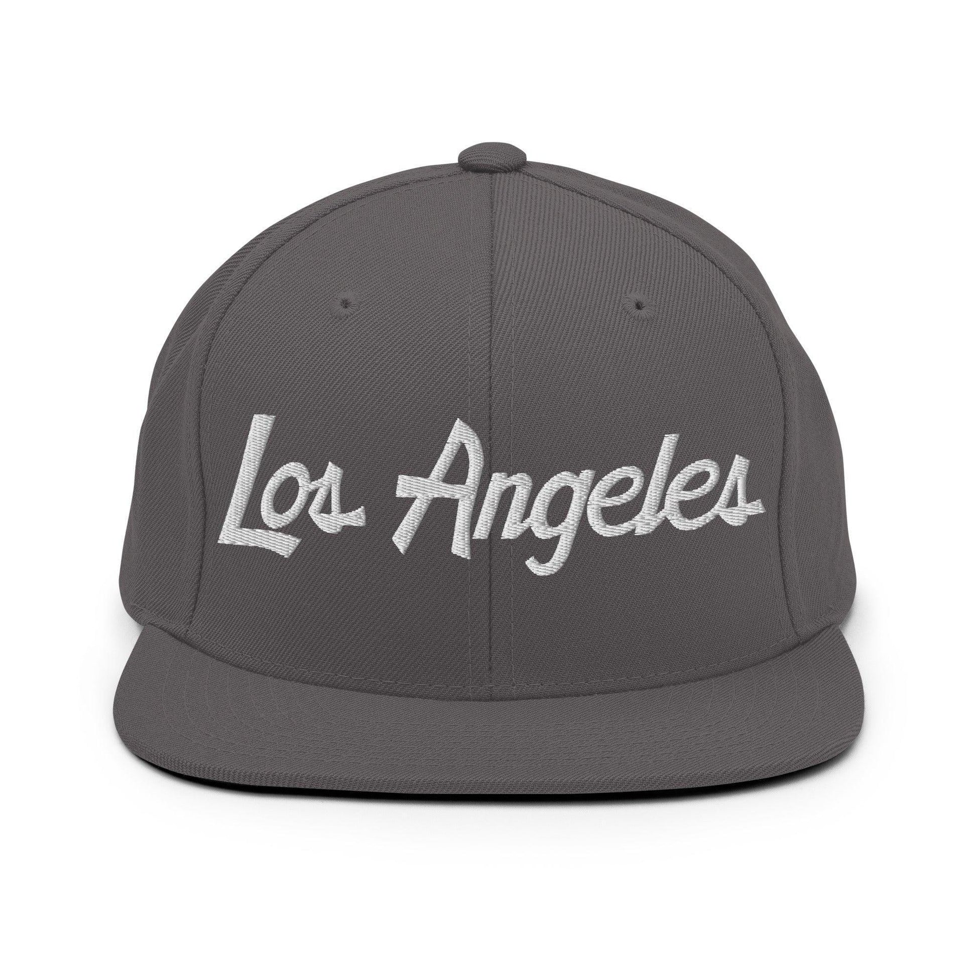 Los Angeles Script Snapback Hat Dark Grey