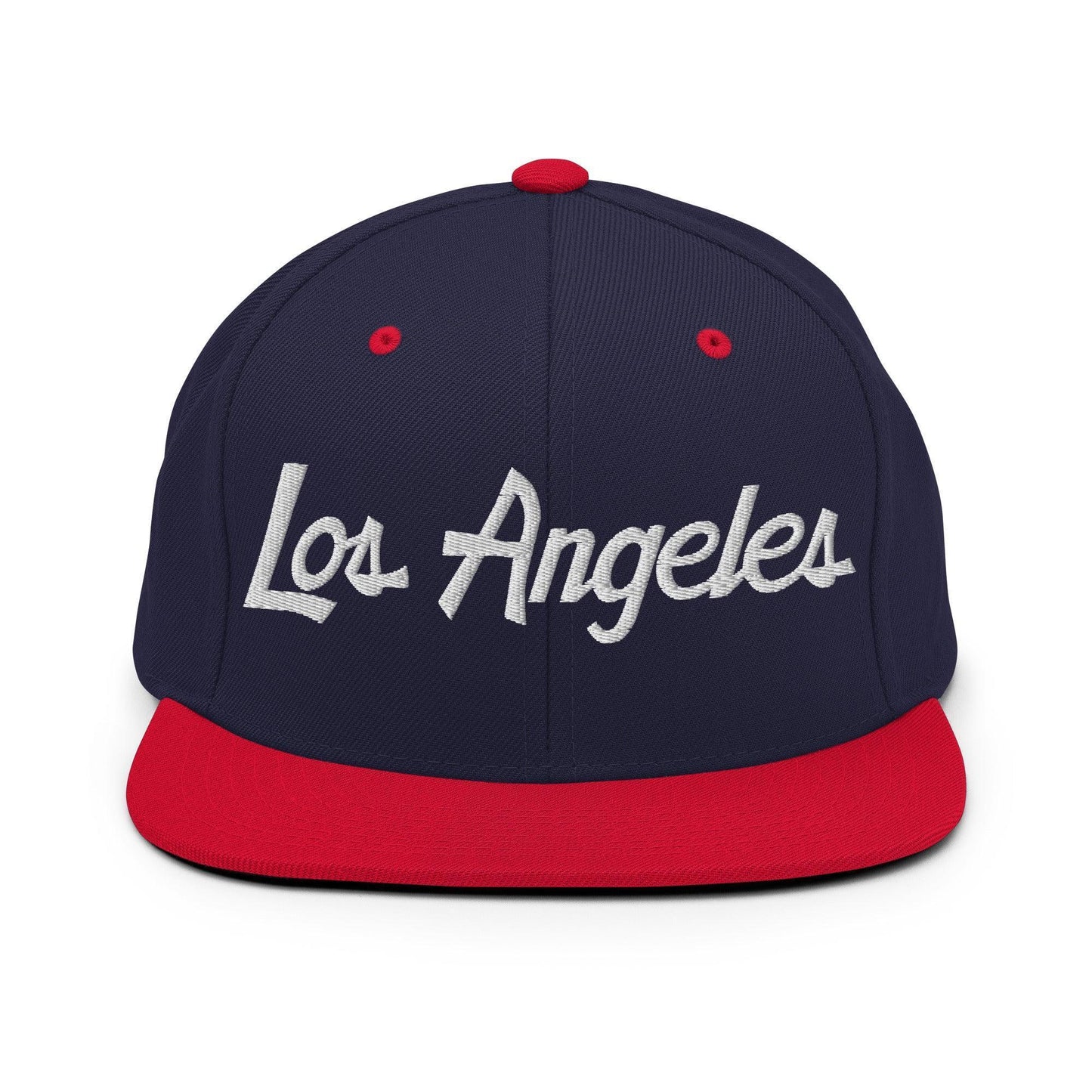 Los Angeles Script Snapback Hat Navy/ Red