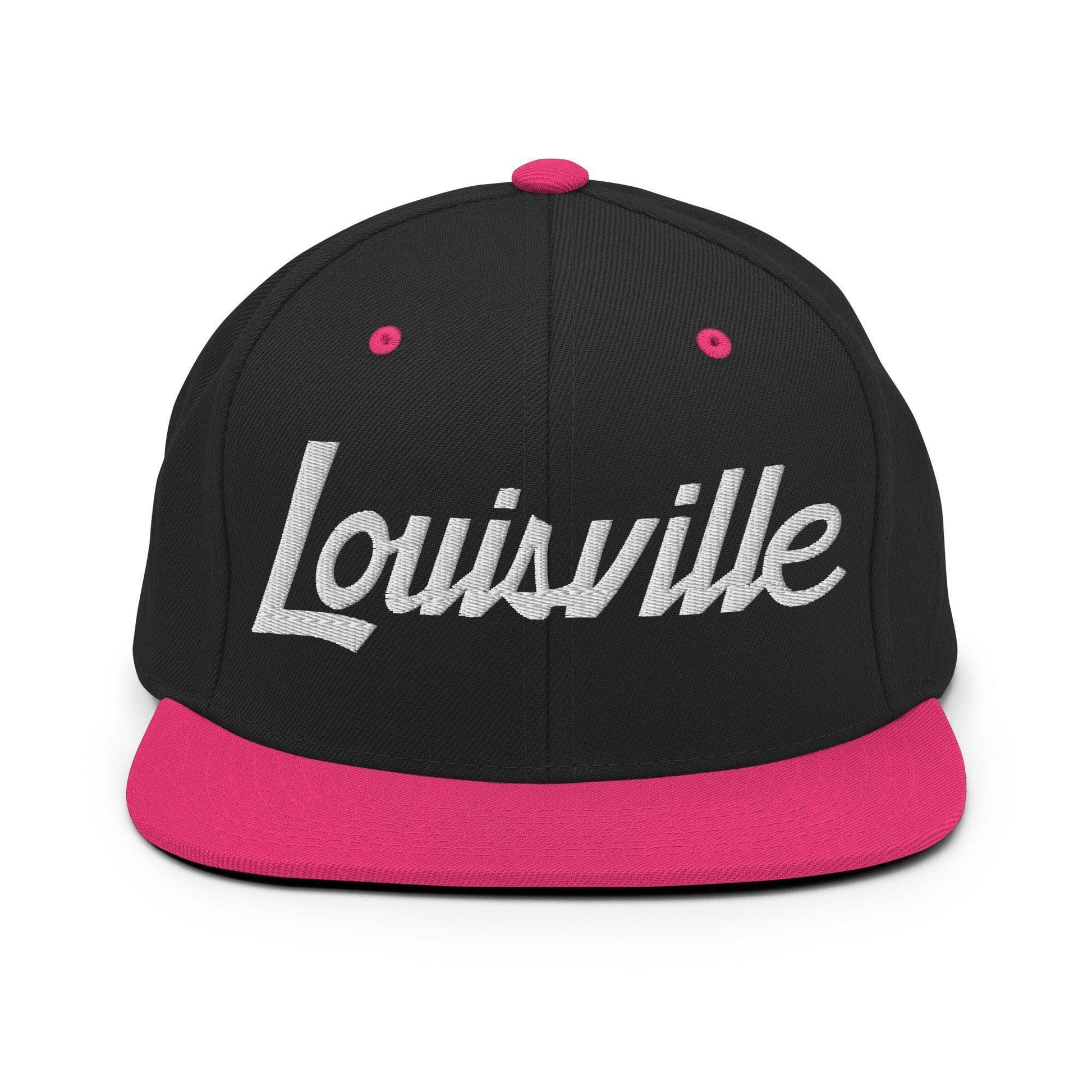 Louisville Script Snapback Hat Black/ Neon Pink