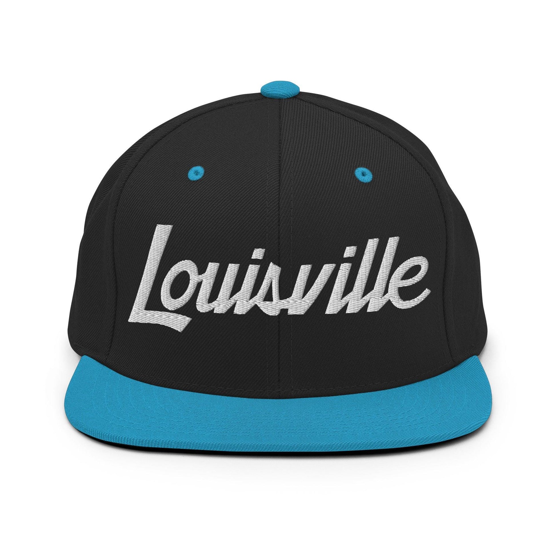 Louisville Script Snapback Hat Black/ Teal