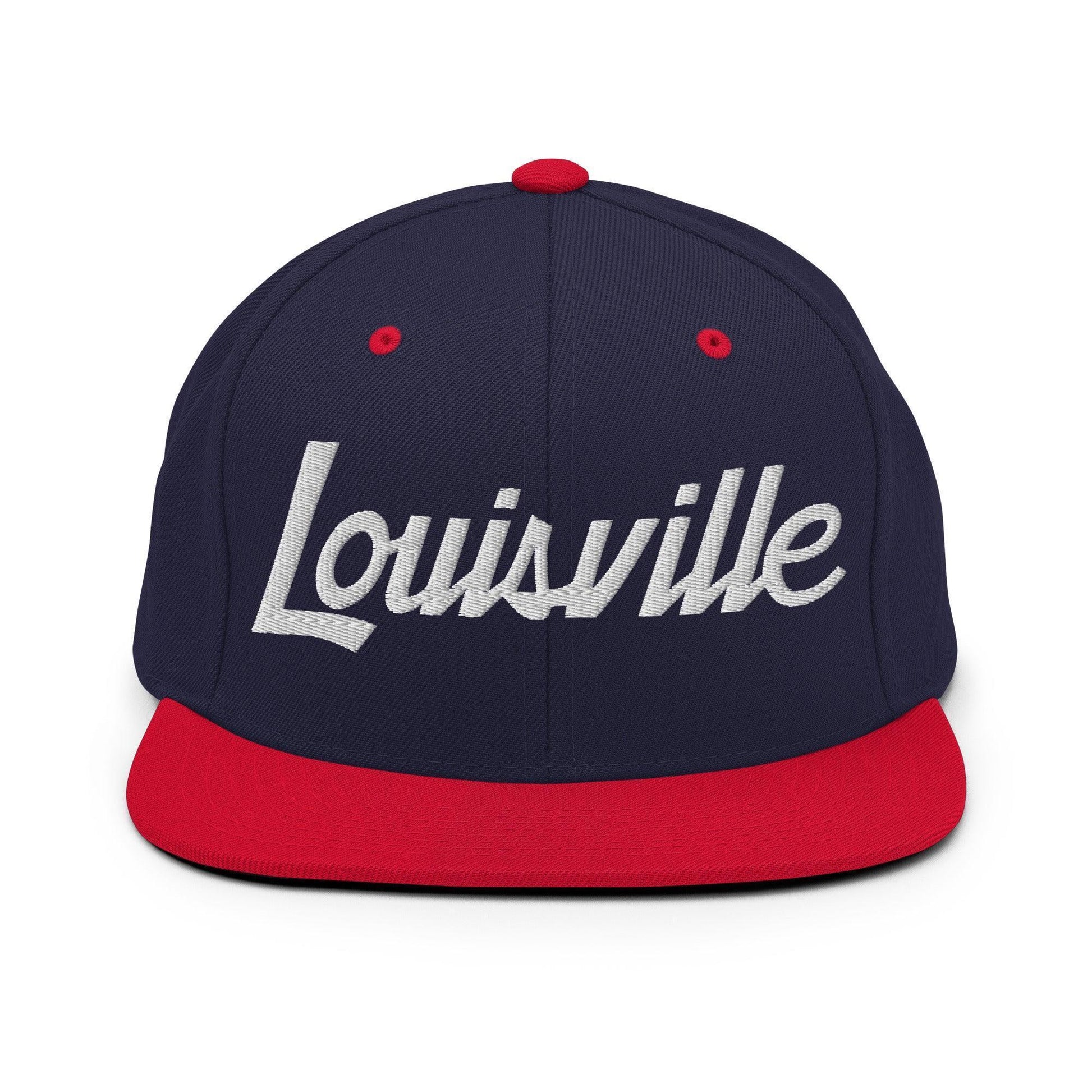 Louisville Script Snapback Hat Navy/ Red