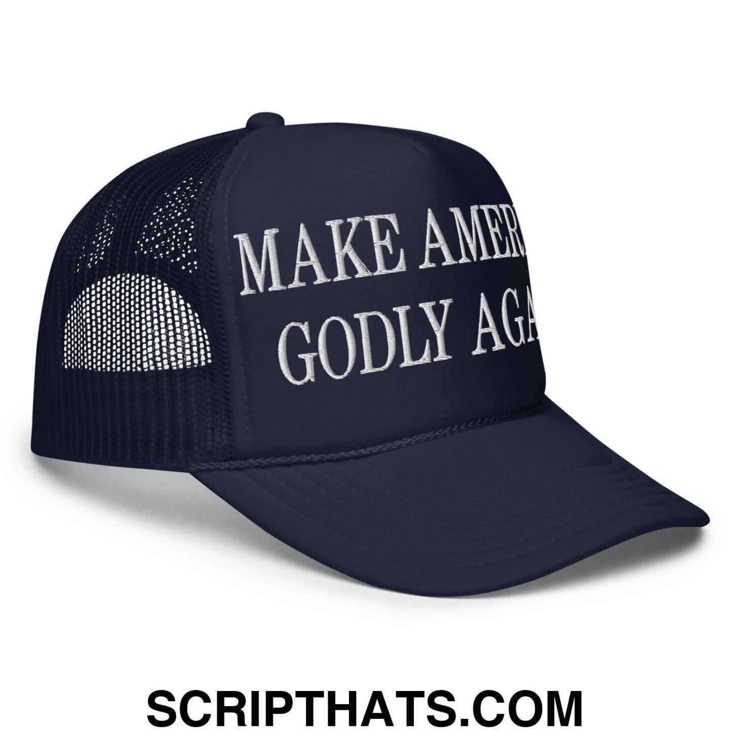 Make America Godly Again Embroidered Foam Trucker Hat Navy
