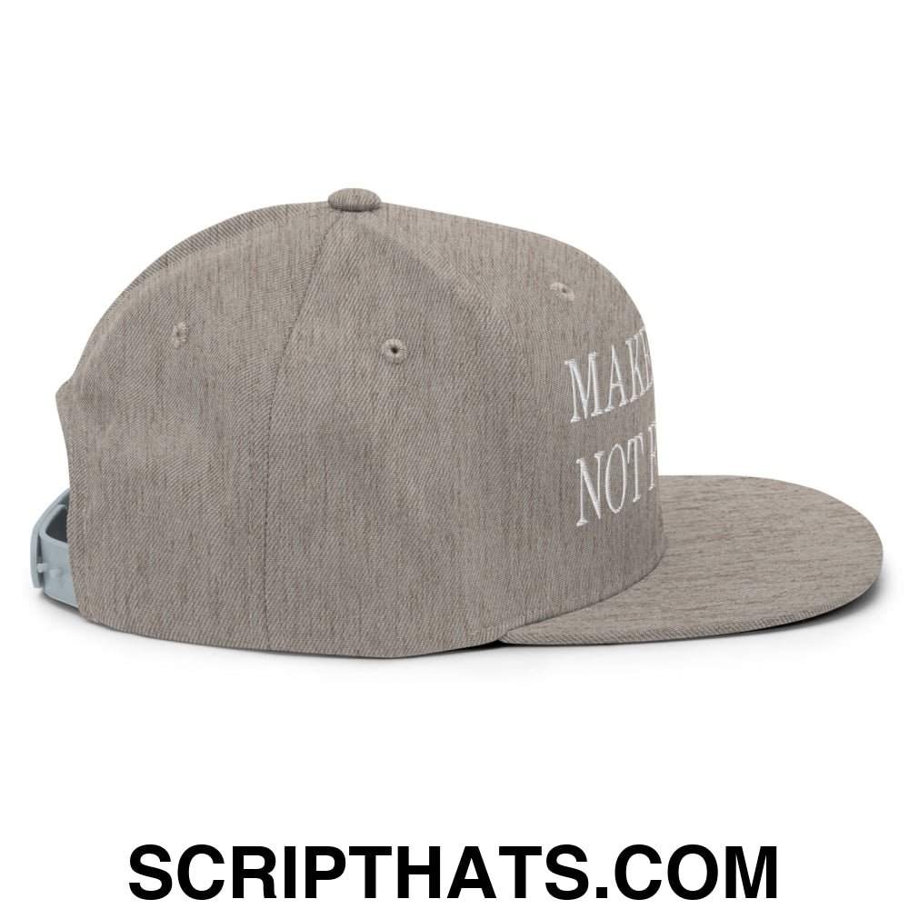 Make Money Not Friends Embroidered Flat Bill Brim Snapback Hat Heather Grey