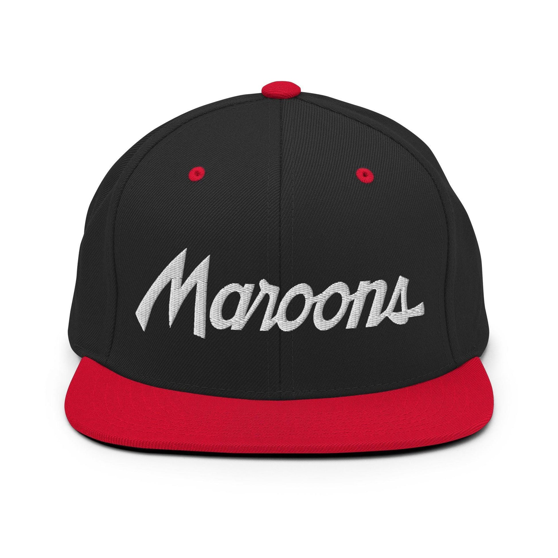 Maroons School Mascot Script Snapback Hat Black/ Red