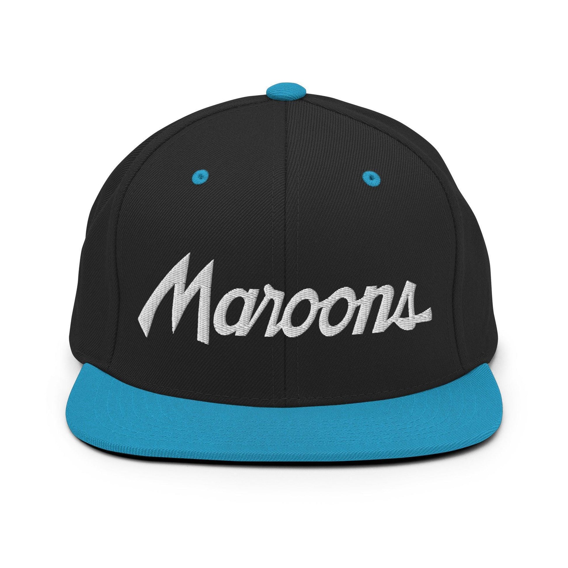 Maroons School Mascot Script Snapback Hat Black/ Teal