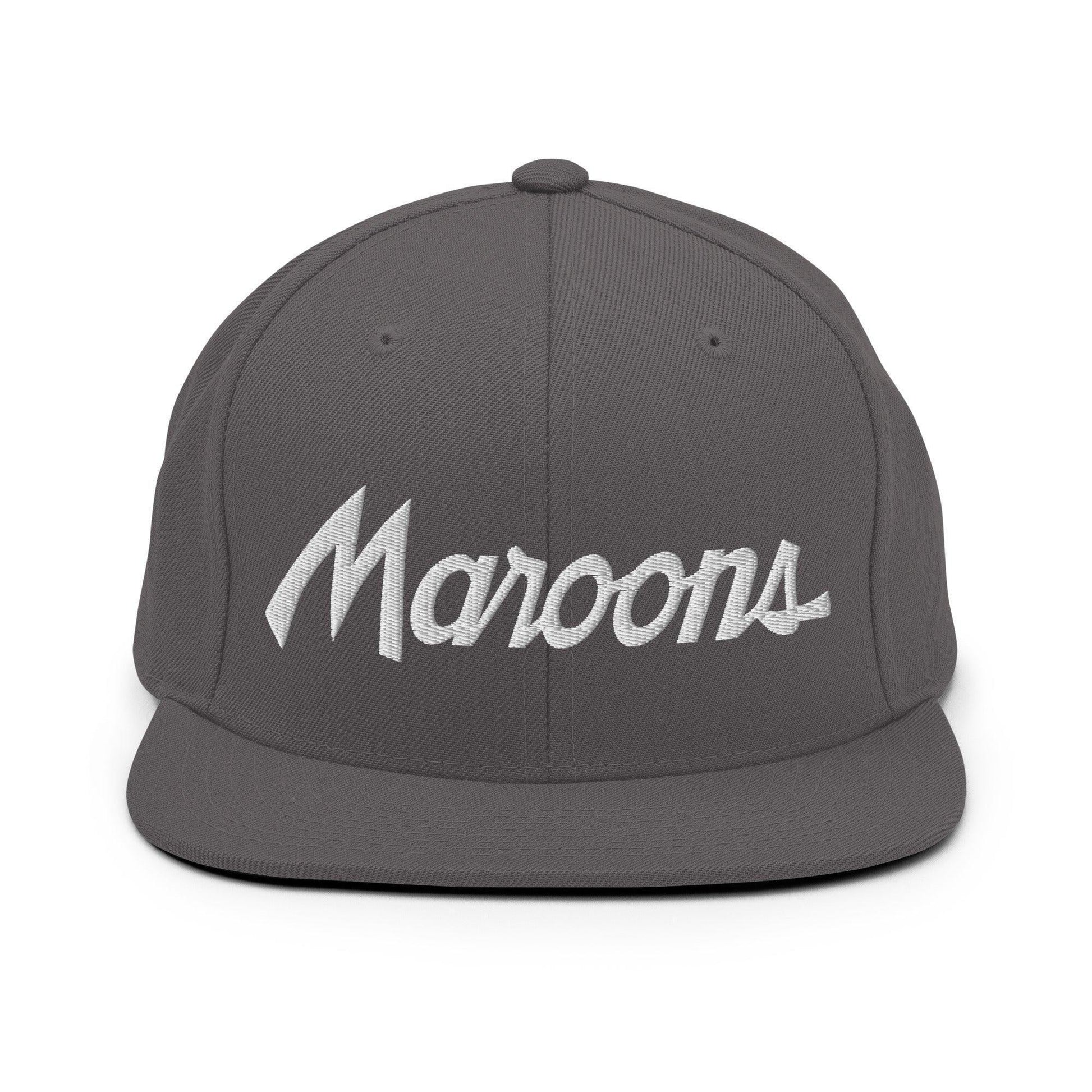 Maroons School Mascot Script Snapback Hat Dark Grey