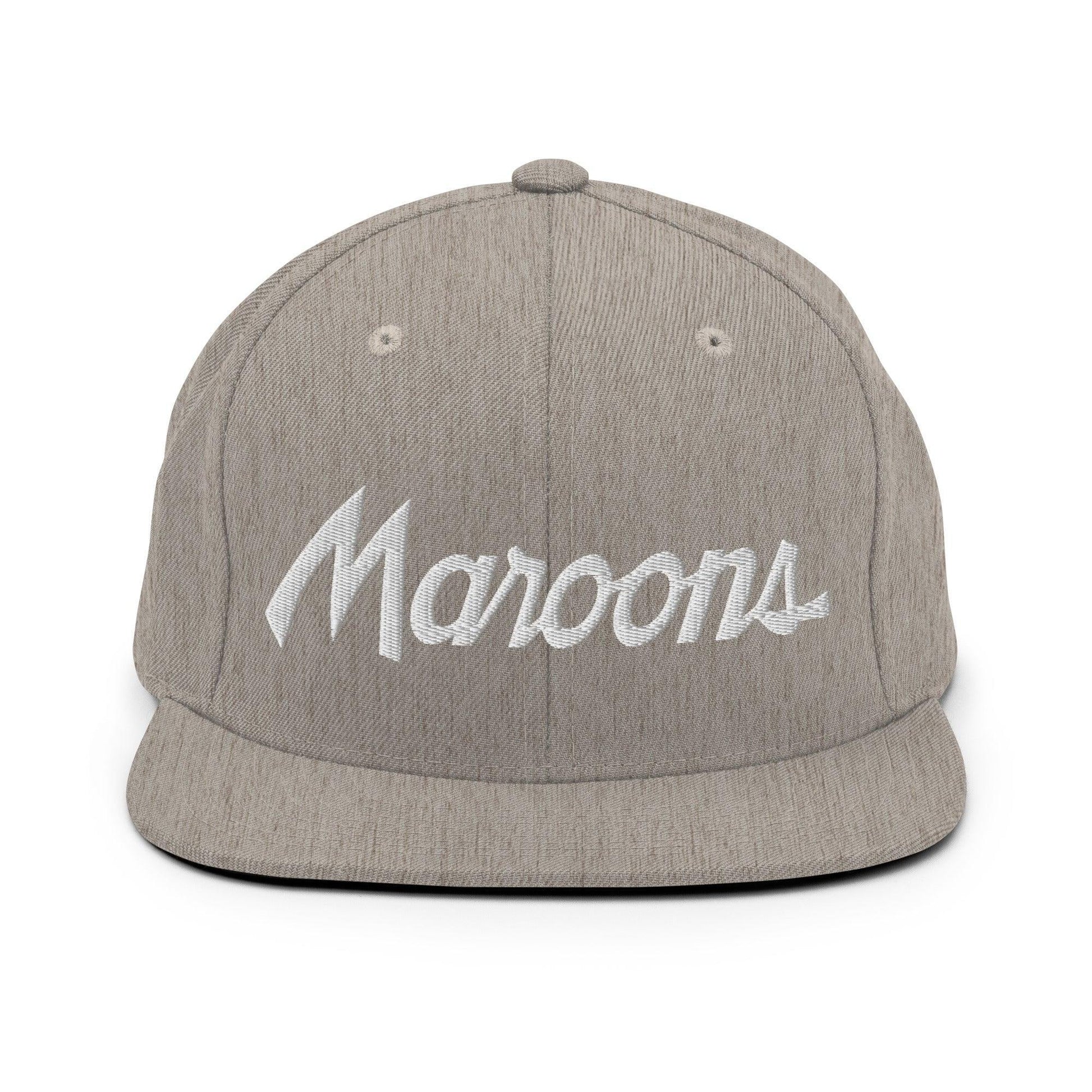 Maroons School Mascot Script Snapback Hat Heather Grey