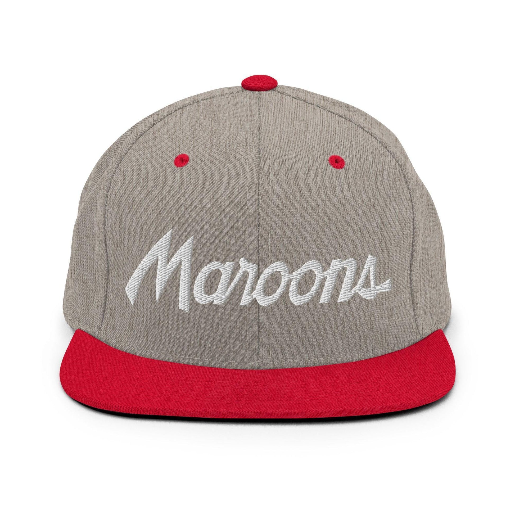 Maroons School Mascot Script Snapback Hat Heather Grey/ Red