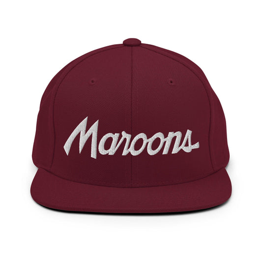 Maroons School Mascot Script Snapback Hat Maroon