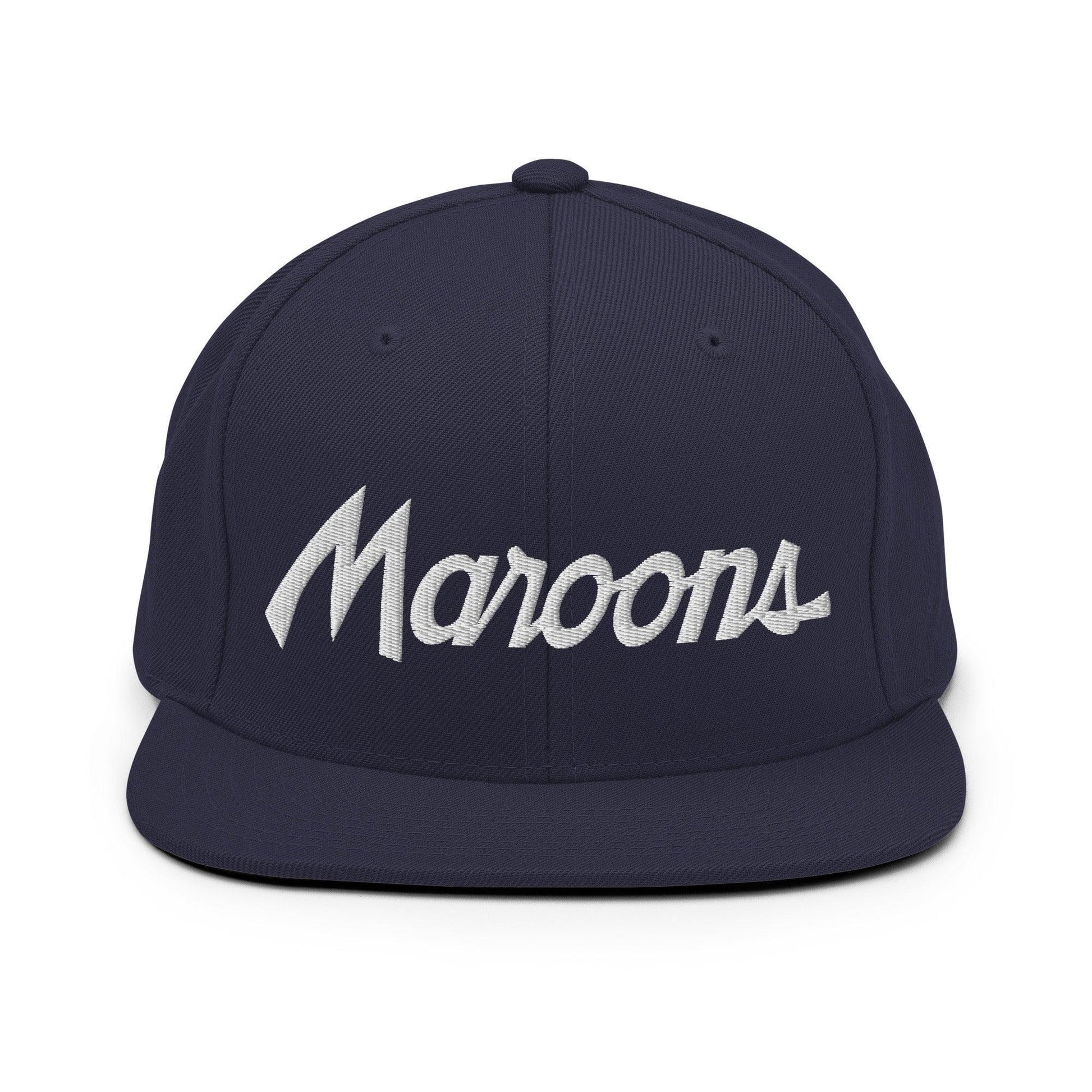 Maroons School Mascot Script Snapback Hat Navy