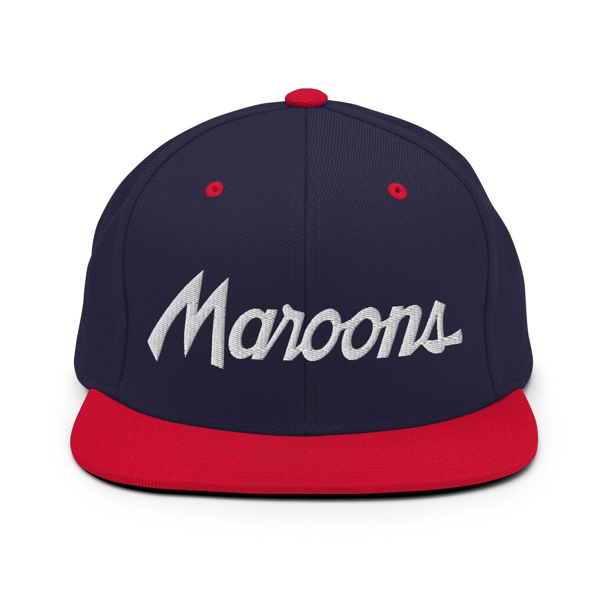 Maroons School Mascot Script Snapback Hat Navy/ Red