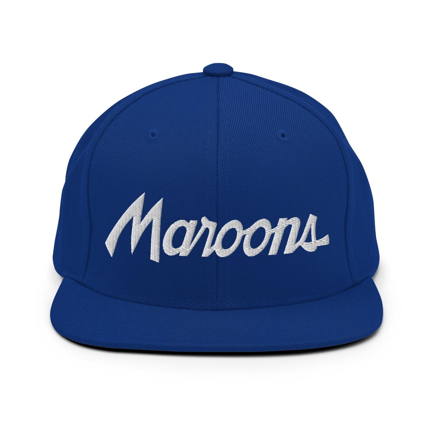 Maroons School Mascot Script Snapback Hat Royal Blue